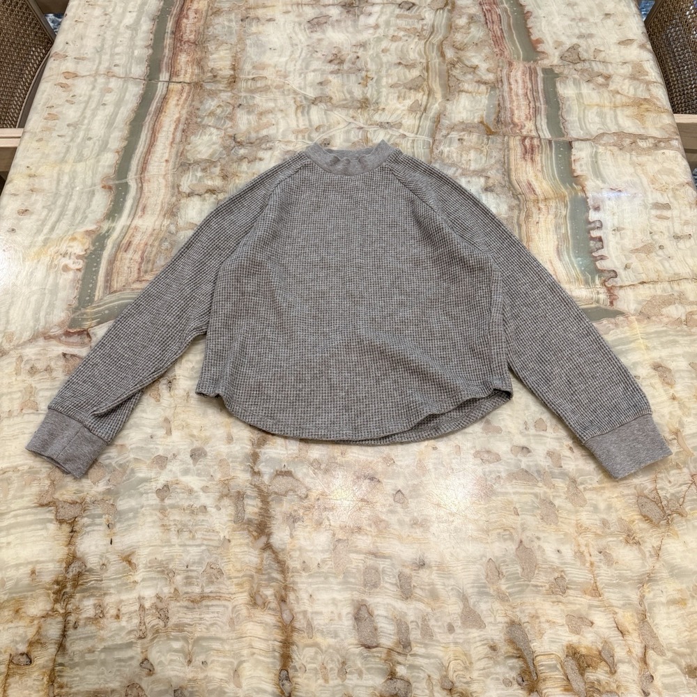 Madewell Waffle Knit Cropped Sweatshirt Gray Women's XL‎